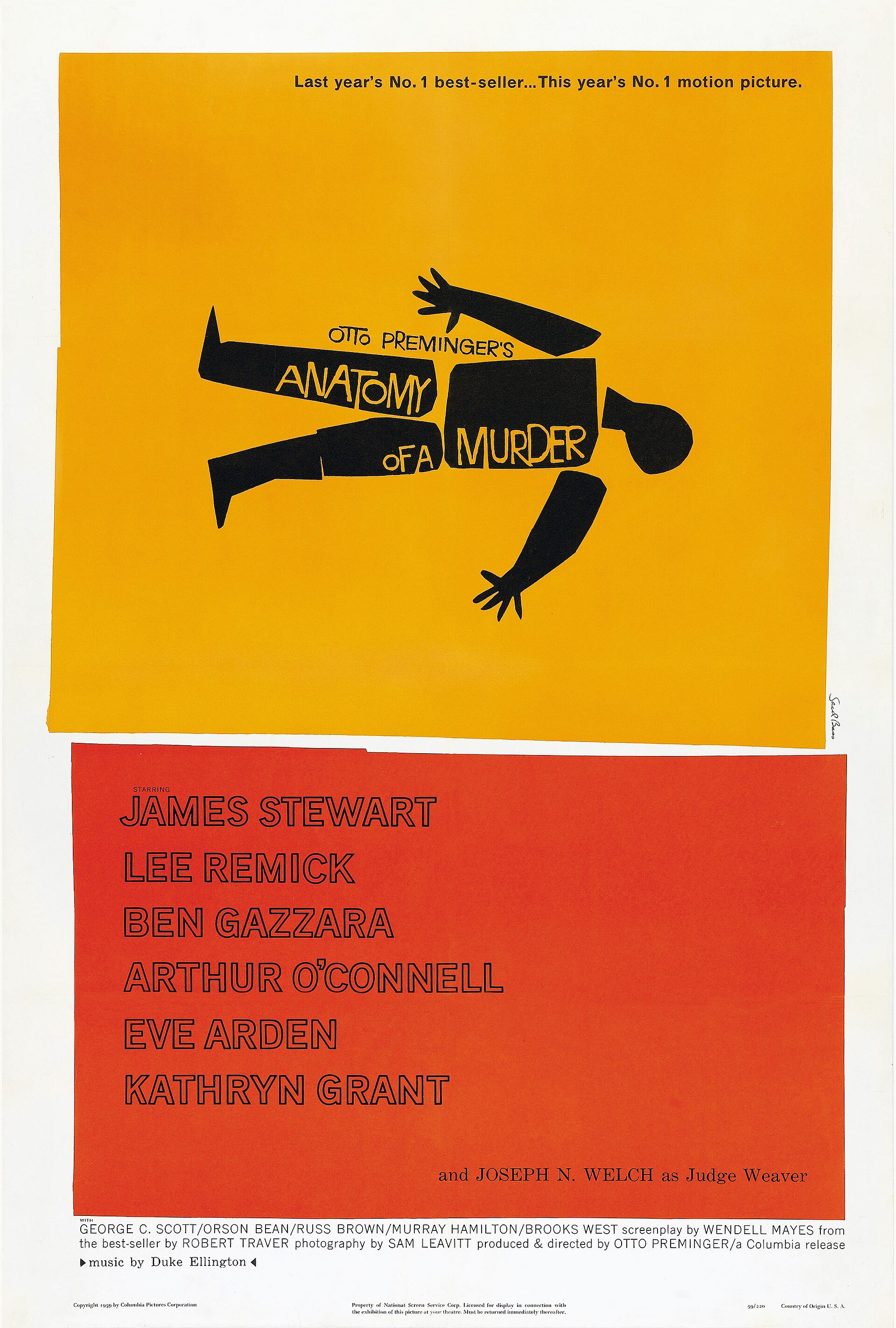Saul Bass, Anatomy of a Murder poster, 1959