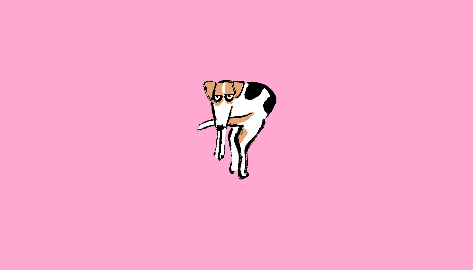 Jean Jullien, Dog, black brush line on pink