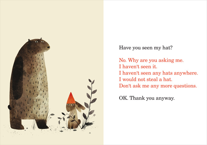 Jon Klassen, I Want My Hat Back spread