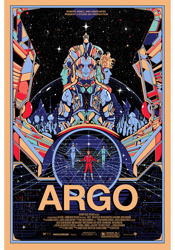 Kilian Eng, Heavy Metal poster, blue against red