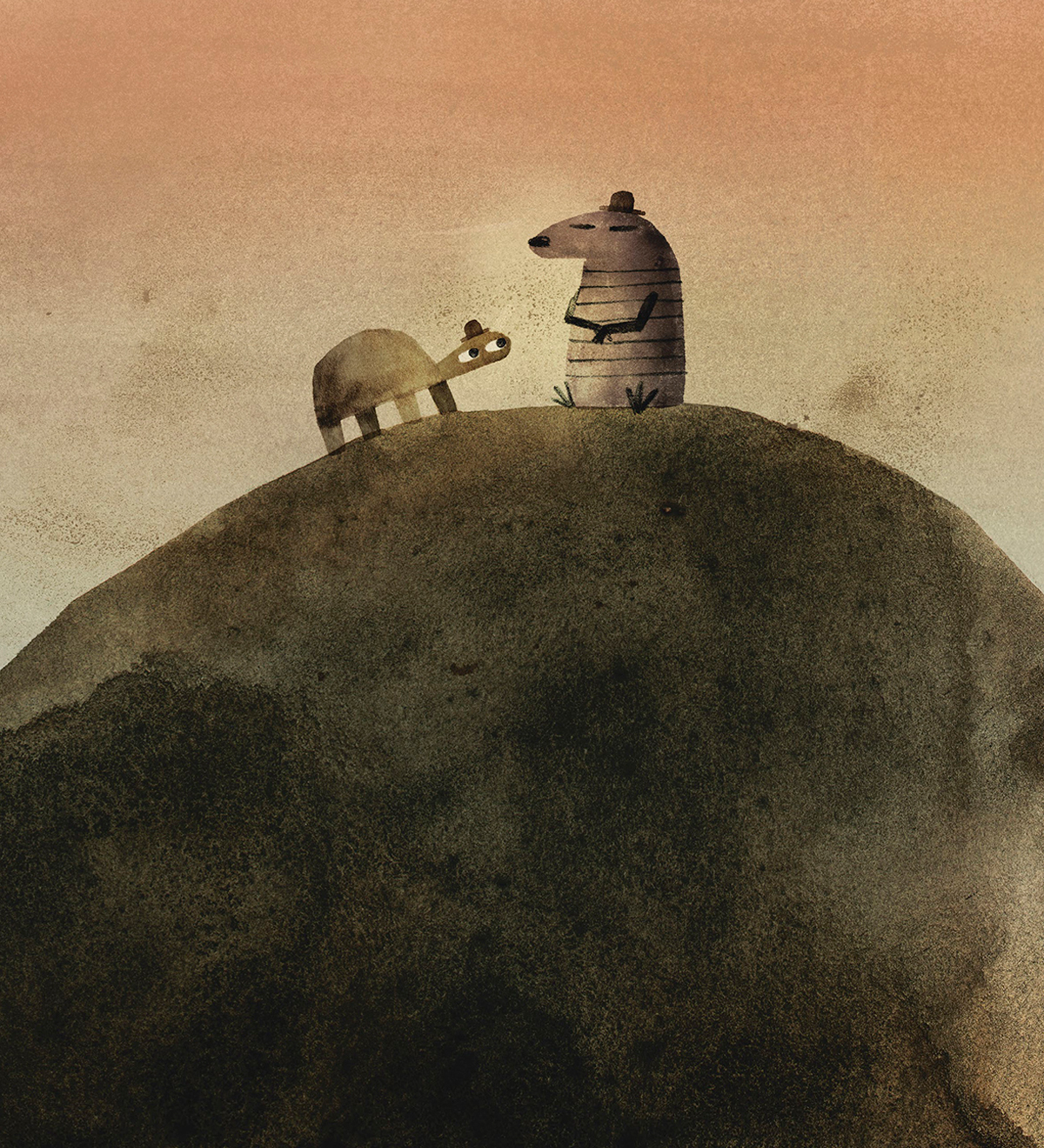 Jon Klassen, The Rock from the Sky, Turtle and Armadillo on the rock