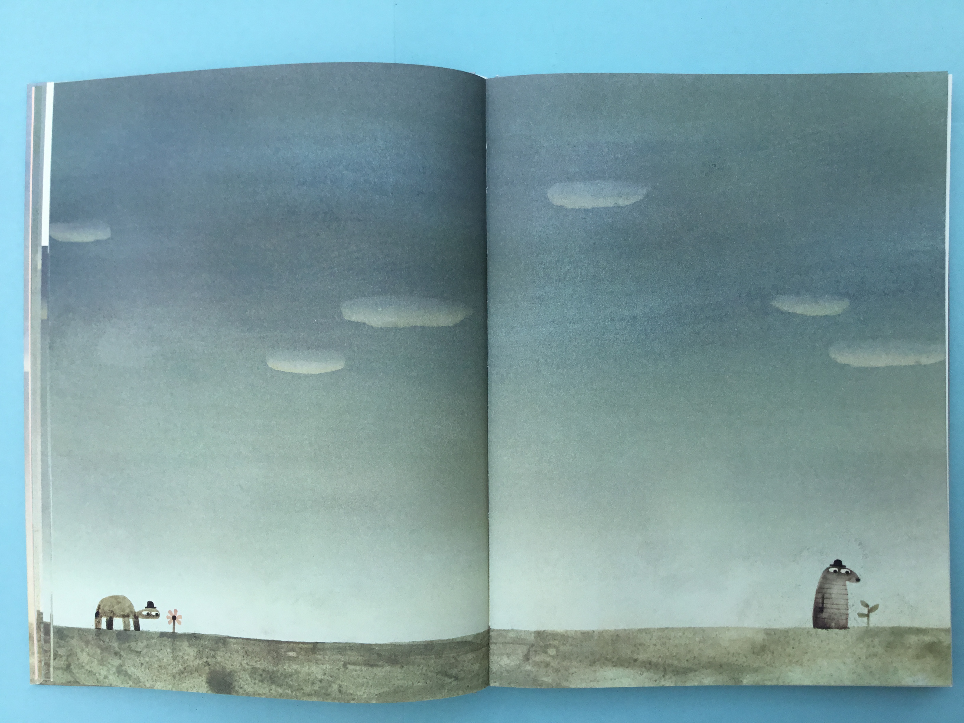 Jon Klassen, The Rock from the Sky, Far apart, under a gray sky