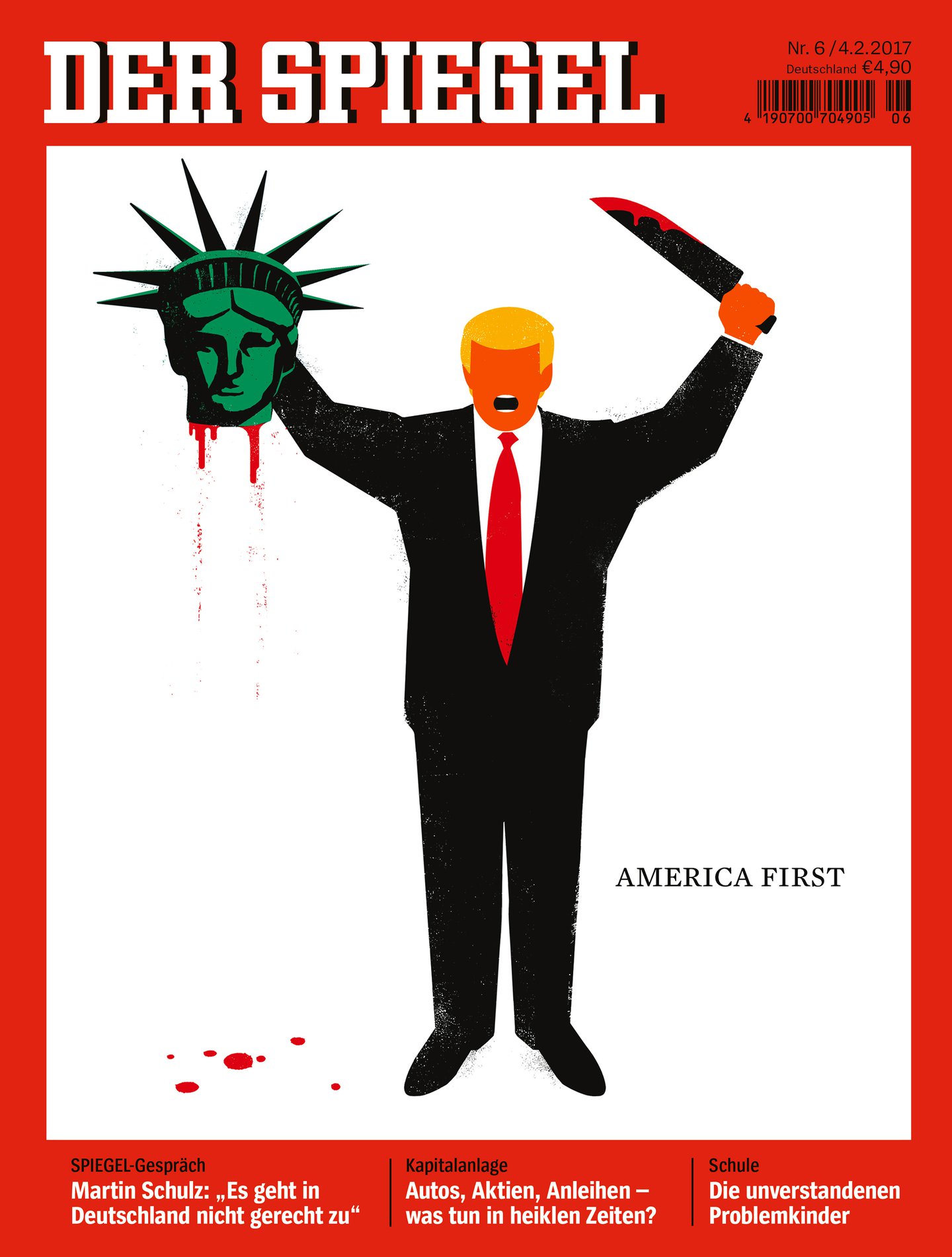 Edel Rodriguez, America First, Der Spiegel cover, February 2017