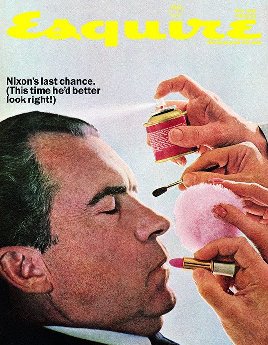 Esquire, May 1968: Richard Nixon being made up