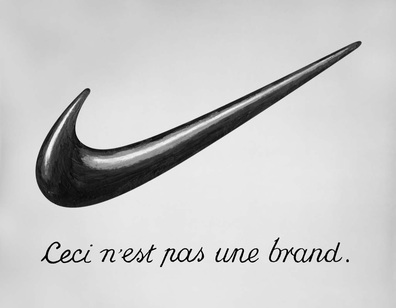 A painted swoosh over the words Ceci n'est pas une brand