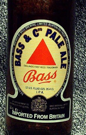 A Bass Pale Ale label: a red triangle above the words England's first regd. trademark
