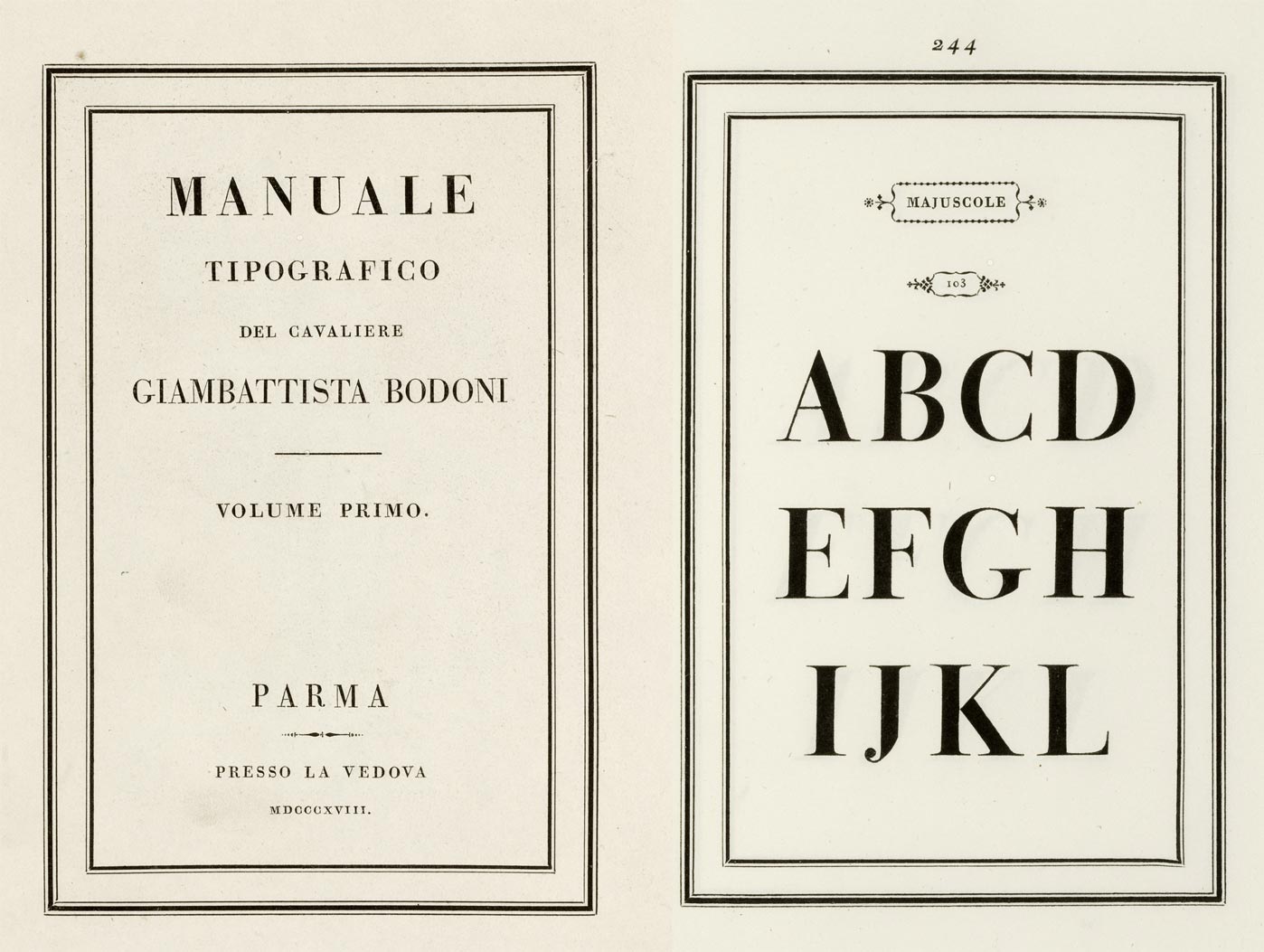 Bodoni, Manuale Tipografico spread