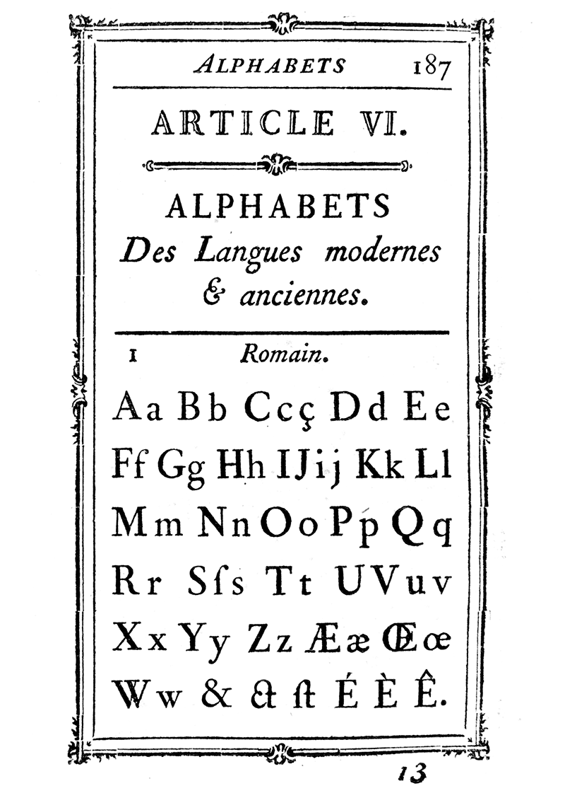 Fournier, Manuel Typographique alphabet page
