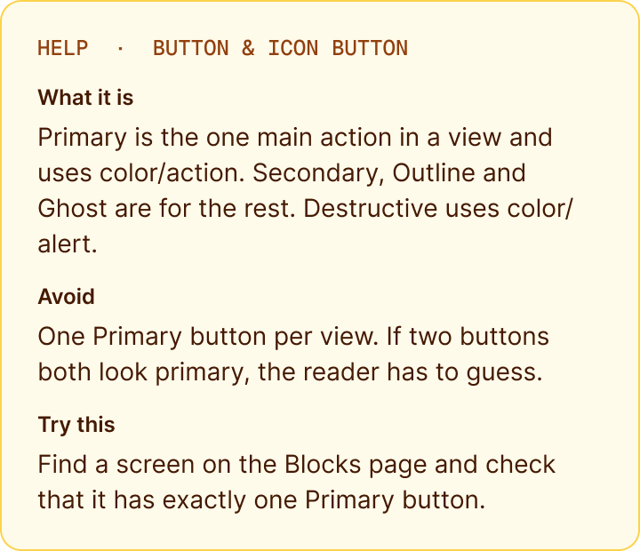 A help note from the Button page